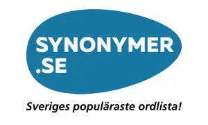 Blue oval with white text "SYNONYMER .SE" and "Sveriges populäraste ordlista!" below.