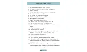 En lista med instruktioner för en uppgift, med rubriken "Följ instruktionerna!". Ett instruerande text exempel.