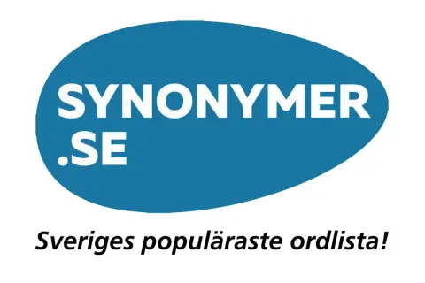 Blue oval with white text "SYNONYMER .SE" and "Sveriges populäraste ordlista!" below.
