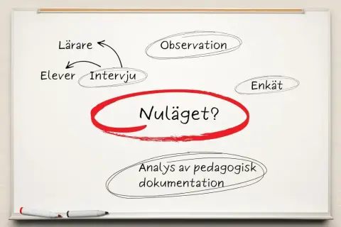 En tankekarta om nuläget med intervjuer, observationer, enkäter och analys av pedagogisk dokumentation, som kan användas för att förstå olika texttyper hos Skolverket.