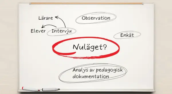 En tankekarta om nuläget med intervjuer, observationer, enkäter och analys av pedagogisk dokumentation, som kan användas för att förstå olika texttyper hos Skolverket.