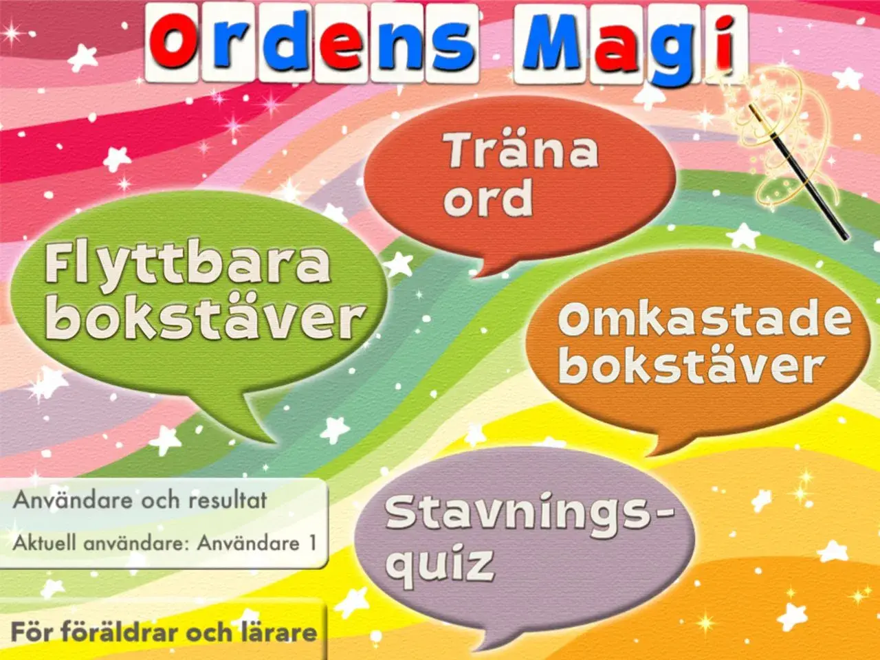 Ordens Magi: en rolig matramsa med flyttbara bokstäver, träna ord, omkastade bokstäver och stavningsquiz.