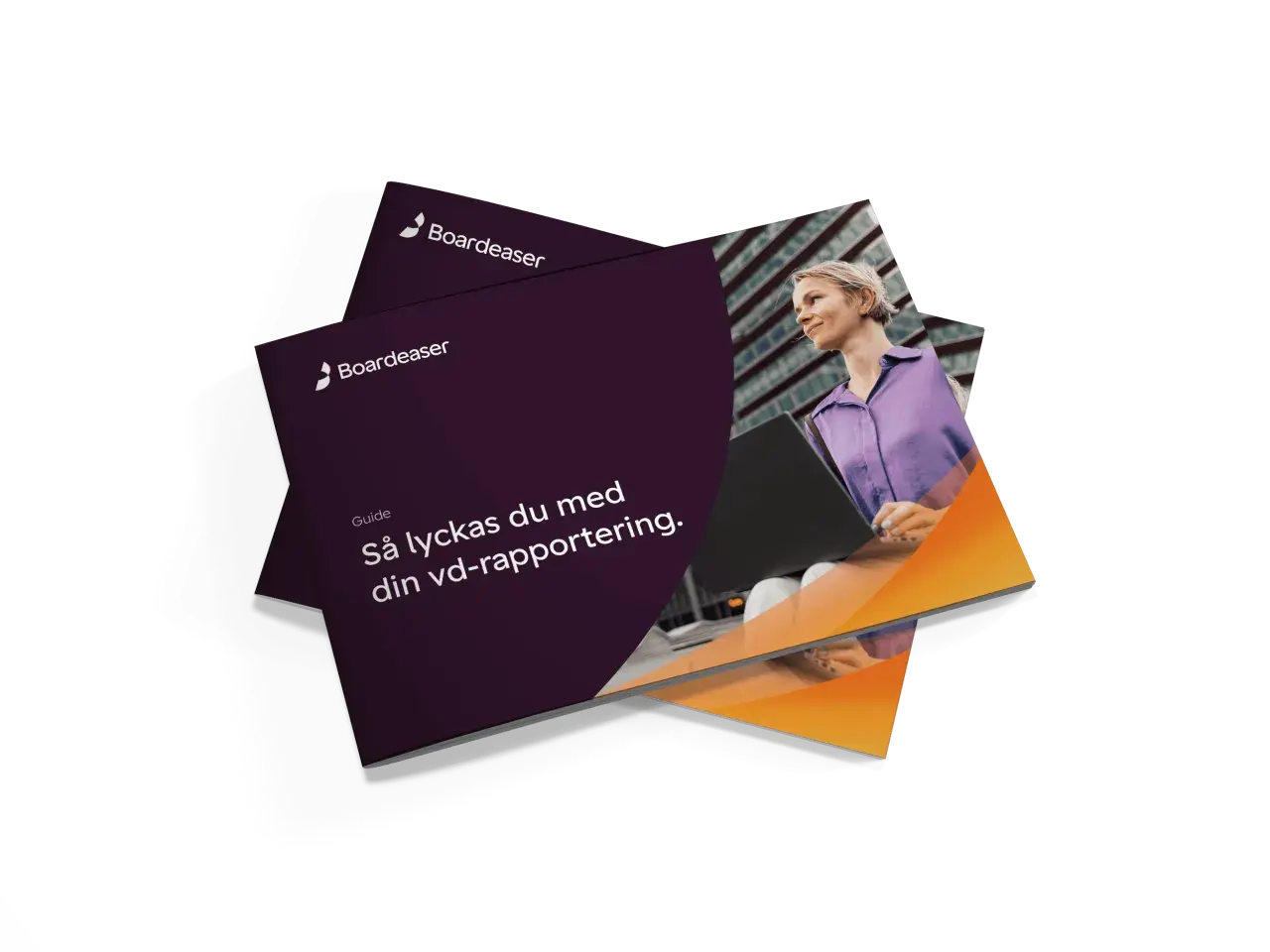 En guide från Boardeaserr som heter "Så lyckas du med din vd-rapportering" ligger ovanpå en annan liknande rapport.