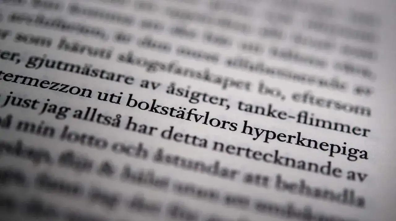 Texten i en bok, där ordet